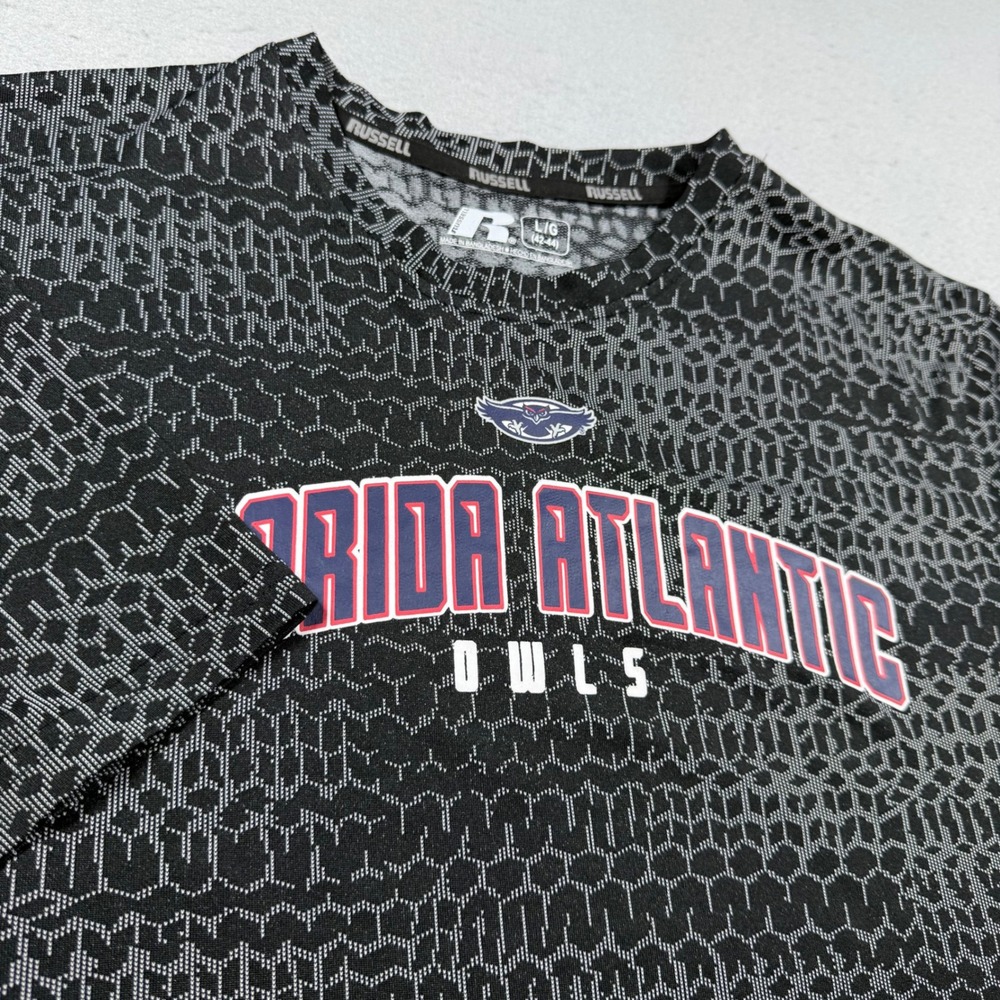 Russell Florida Atlantic Owls FAU Mens Large Black Geometric Performance T-Shirt
